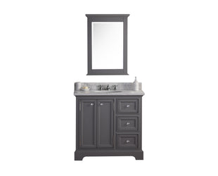 Water Creation 36 Inch Wide Single Sink Carrara Marble Bathroom Vanity With Matching Mirror From The Derby Collection - Luxe Bathroom Vanities