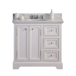 Water Creation Derby 36 Inch Wide Single Sink Carrara Marble Bathroom Vanity - Luxe Bathroom Vanities