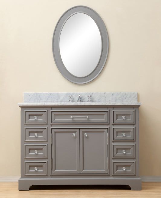 Water Creation 48 Inch Single Sink Bathroom Vanity With Matching Framed Mirror And Faucet From The Derby Collection - Luxe Bathroom Vanities