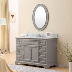 Water Creation 48 Inch Single Sink Bathroom Vanity With Matching Framed Mirror And Faucet From The Derby Collection - Luxe Bathroom Vanities