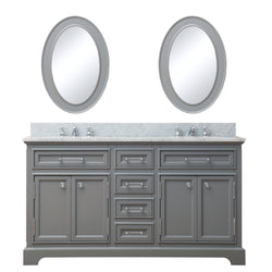 Water Creation Derby 60 Inch Double Sink Bathroom Vanity With Matching Framed Mirrors And Faucets - Luxe Bathroom Vanities