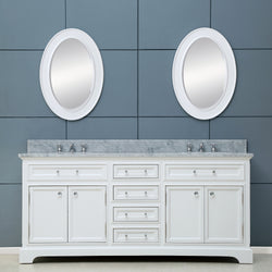 Water Creation 60 Inch Double Sink Bathroom Vanity With Matching Framed Mirrors And Faucets From The Derby Collection - Luxe Bathroom Vanities