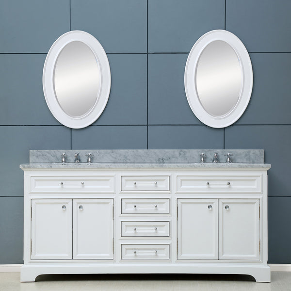 Water Creation 60 Inch Double Sink Bathroom Vanity With Matching Framed Mirrors And Faucets From The Derby Collection - Luxe Bathroom Vanities