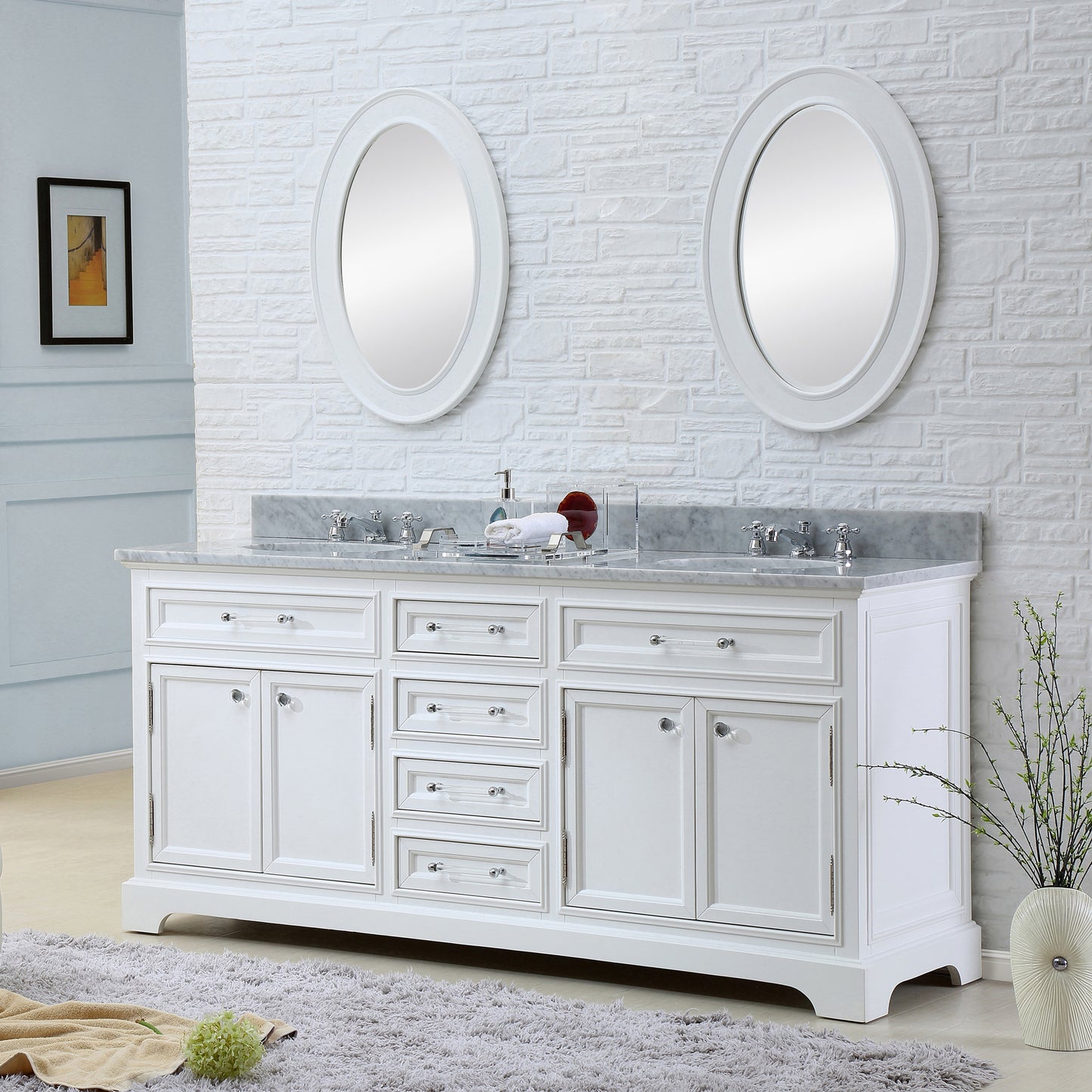 Water Creation 60 Inch Double Sink Bathroom Vanity With Matching Framed Mirrors From The Derby Collection - Luxe Bathroom Vanities