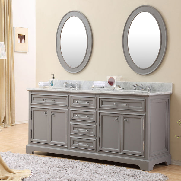 Water Creation 72 Inch Double Sink Bathroom Vanity With Matching Framed Mirrors From The Derby Collection - Luxe Bathroom Vanities