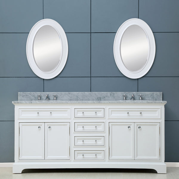 Water Creation 72 Inch Double Sink Bathroom Vanity With Matching Framed Mirrors And Faucets From The Derby Collection - Luxe Bathroom Vanities