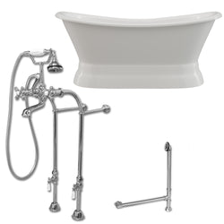Cambridge Plumbing 71" X 30" Cast Iron Double Ended Slipper Pedestal Tub Package with no Faucet Drillings - Luxe Bathroom Vanities