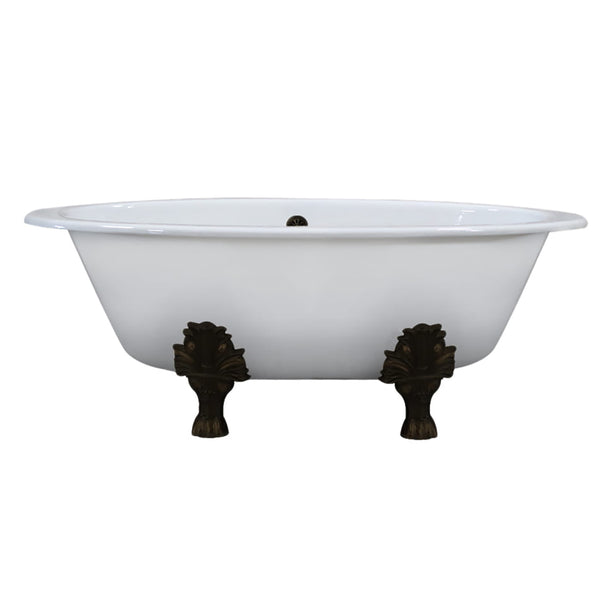 Cambridge Plumbing Extra Wide Cast Iron Clawfoot Tub, 65.5 x 35.5 No Faucet Holes - Luxe Bathroom Vanities