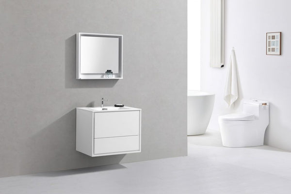 Kubebath DeLusso 30" Wall Mount Modern Bathroom Vanity - Luxe Bathroom Vanities