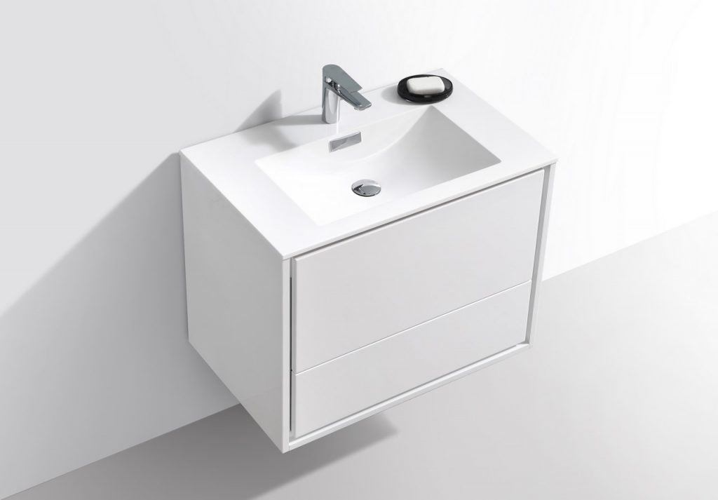 Kubebath DeLusso 30" Wall Mount Modern Bathroom Vanity - Luxe Bathroom Vanities