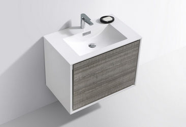 Kubebath DeLusso 30" Wall Mount Modern Bathroom Vanity - Luxe Bathroom Vanities