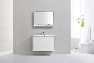 Kubebath DeLusso 36" Wall Mount Modern Bathroom Vanity - Luxe Bathroom Vanities