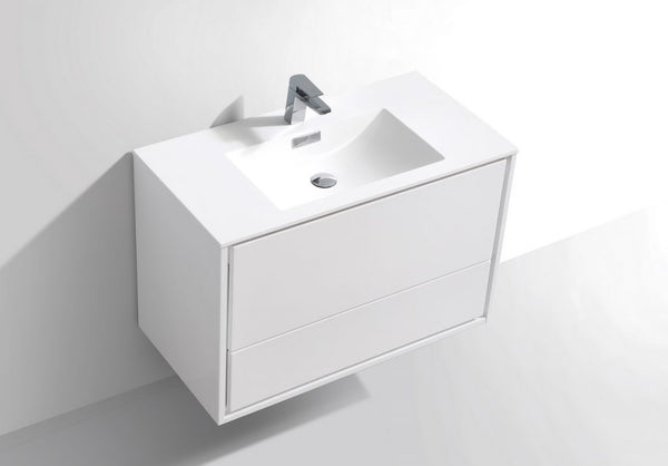 Kubebath DeLusso 36" Wall Mount Modern Bathroom Vanity - Luxe Bathroom Vanities