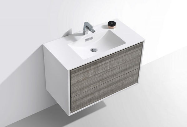 Kubebath DeLusso 36" Wall Mount Modern Bathroom Vanity - Luxe Bathroom Vanities