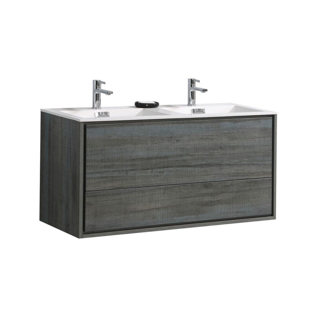 Kubebath DeLusso 48" Double Sink Wall Mount Modern Bathroom Vanity - Luxe Bathroom Vanities