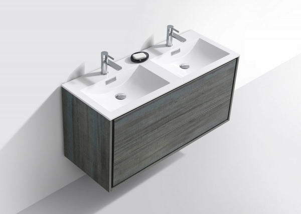 Kubebath DeLusso 48" Double Sink Wall Mount Modern Bathroom Vanity - Luxe Bathroom Vanities