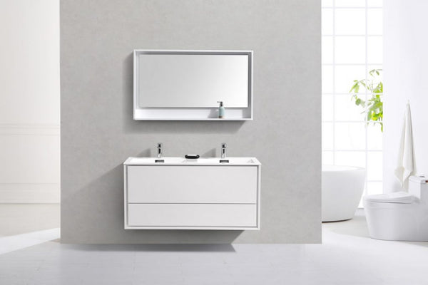 Kubebath DeLusso 48" Double Sink Wall Mount Modern Bathroom Vanity - Luxe Bathroom Vanities