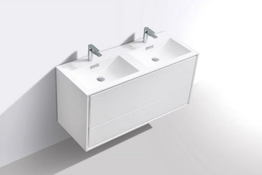 Kubebath DeLusso 48" Double Sink Wall Mount Modern Bathroom Vanity - Luxe Bathroom Vanities