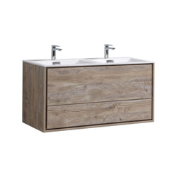 Kubebath DeLusso 48" Double Sink Wall Mount Modern Bathroom Vanity - Luxe Bathroom Vanities