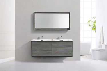 Kubebath DeLusso 60" Double Sink Wall Mount Modern Bathroom Vanity - Luxe Bathroom Vanities