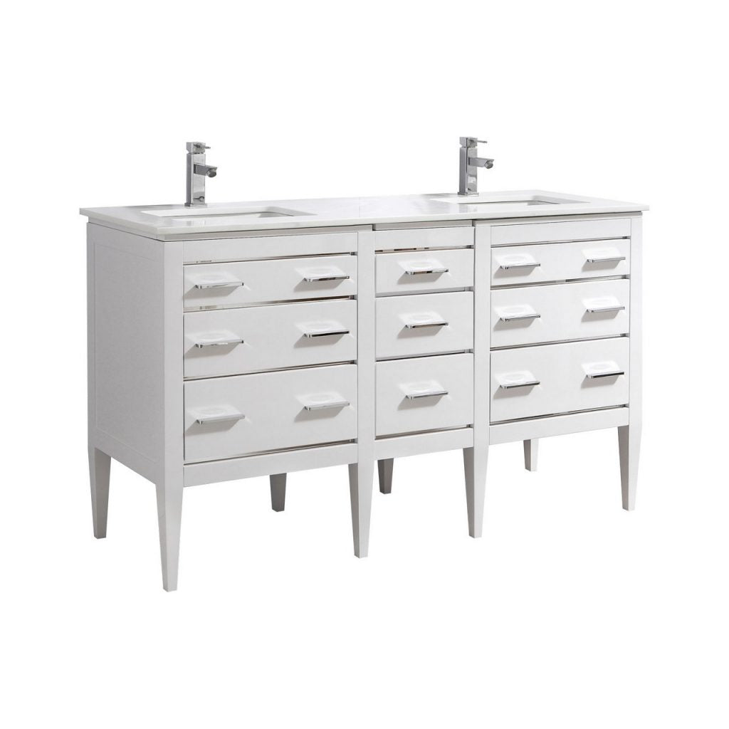 Kubebath Eiffel 60'' Double Sink Vanity Counter Top - Luxe Bathroom Vanities