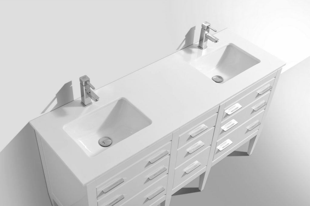 Kubebath Eiffel 60'' Double Sink Vanity Counter Top - Luxe Bathroom Vanities