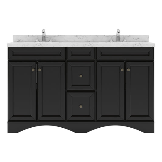 Virtu USA Talisa 60" Double Bath Vanity in White with White Quartz Top and Square Sinks - Luxe Bathroom Vanities