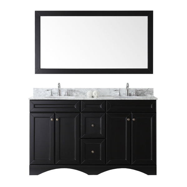 Virtu USA Talisa 60" Double Bath Vanity in Espresso with Marble Top and Round Sink with Brushed Nickel Faucet and Mirror - Luxe Bathroom Vanities Luxury Bathroom Fixtures Bathroom Furniture