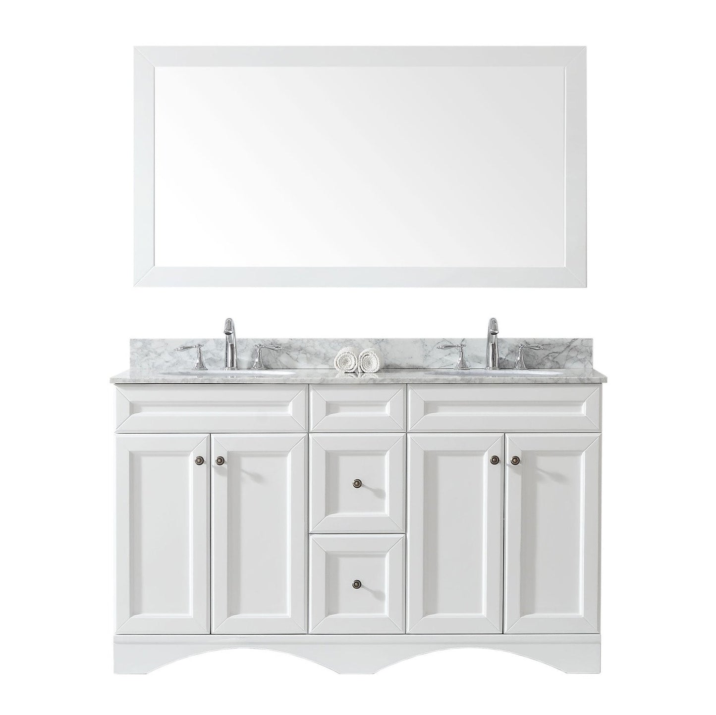 Virtu USA Talisa 60" Double Bath Vanity in Espresso with Marble Top and Round Sink with Brushed Nickel Faucet and Mirror - Luxe Bathroom Vanities