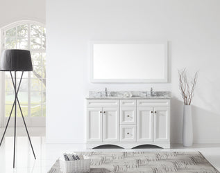 Virtu USA Talisa 60" Double Bath Vanity in White with Marble Top and Square Sink with Mirror - Luxe Bathroom Vanities Luxury Bathroom Fixtures Bathroom Furniture