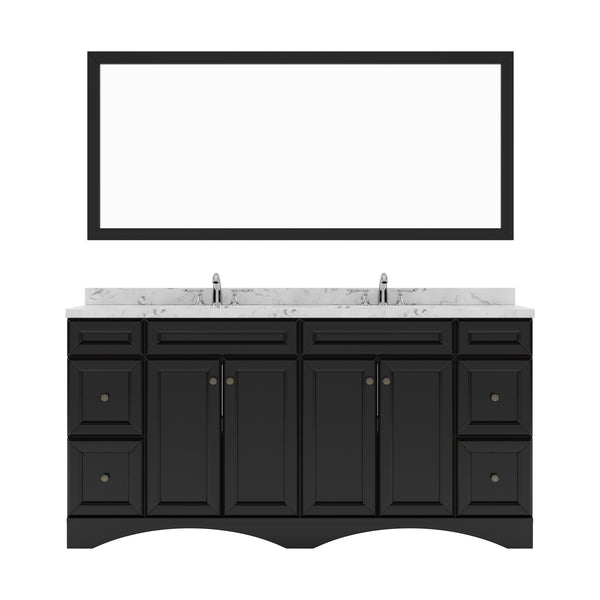 Virtu USA Talisa 72" Double Bath Vanity in White with White Quartz Top and Round Sinks with Matching Mirror - Luxe Bathroom Vanities