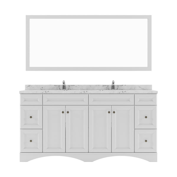Virtu USA Talisa 72" Double Bath Vanity in White with White Quartz Top and Round Sinks with Matching Mirror - Luxe Bathroom Vanities