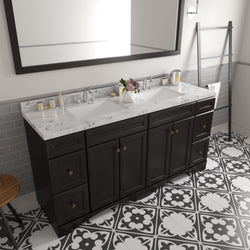 Virtu USA Talisa 72" Double Bath Vanity in White with White Quartz Top and Square Sinks with Matching Mirror - Luxe Bathroom Vanities