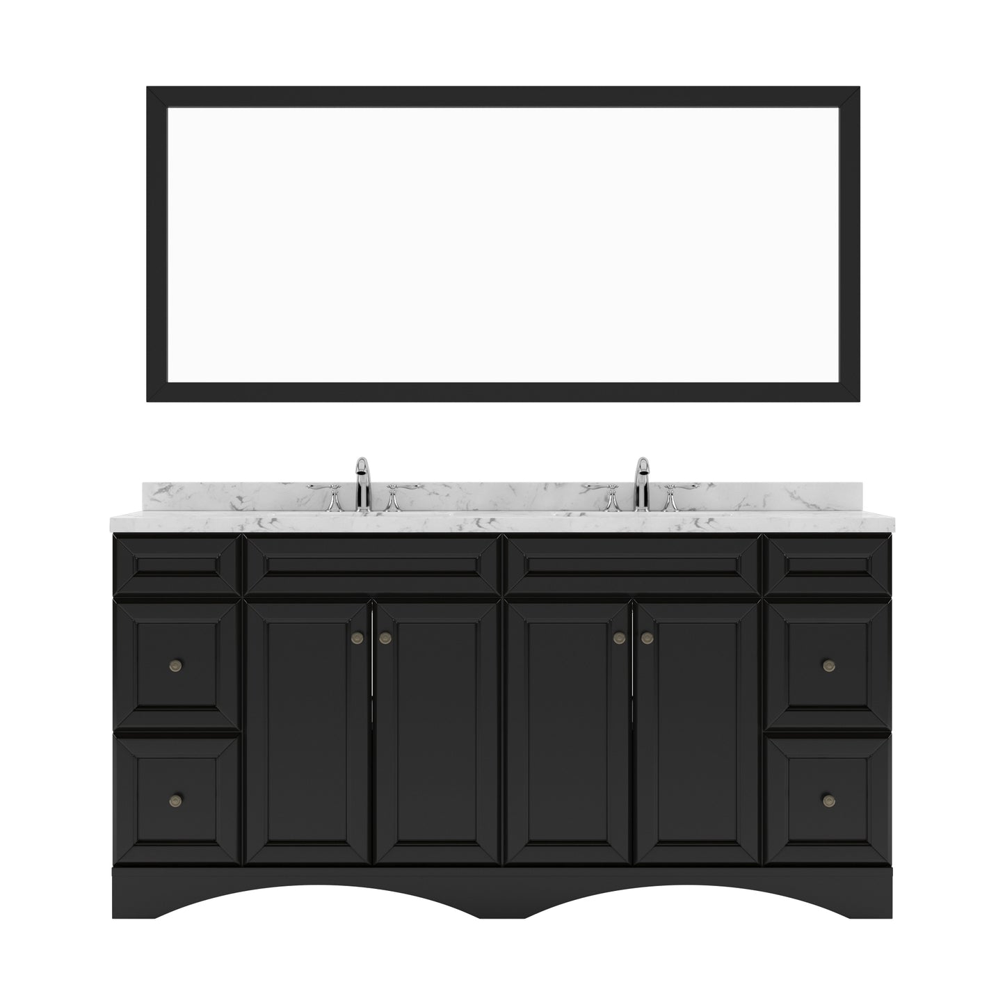 Virtu USA Talisa 72" Double Bath Vanity in White with White Quartz Top and Square Sinks with Matching Mirror - Luxe Bathroom Vanities
