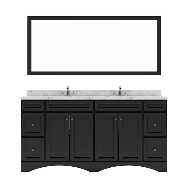 Virtu USA Talisa 72" Double Bath Vanity in White with White Quartz Top and Square Sinks with Matching Mirror - Luxe Bathroom Vanities