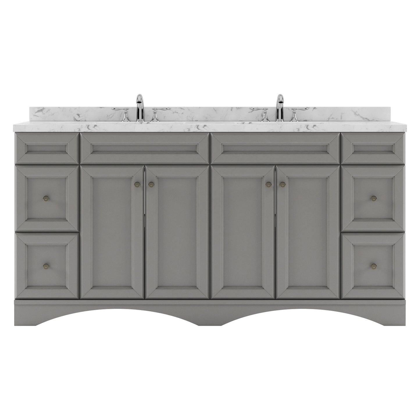 Virtu USA Talisa 72" Double Bath Vanity in White with White Quartz Top and Square Sinks with Brushed Nickel Faucets with Matching Mirror - Luxe Bathroom Vanities