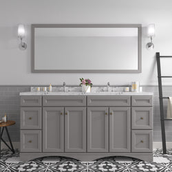 Virtu USA Talisa 72" Double Bath Vanity in White with White Quartz Top and Square Sinks with Matching Mirror - Luxe Bathroom Vanities