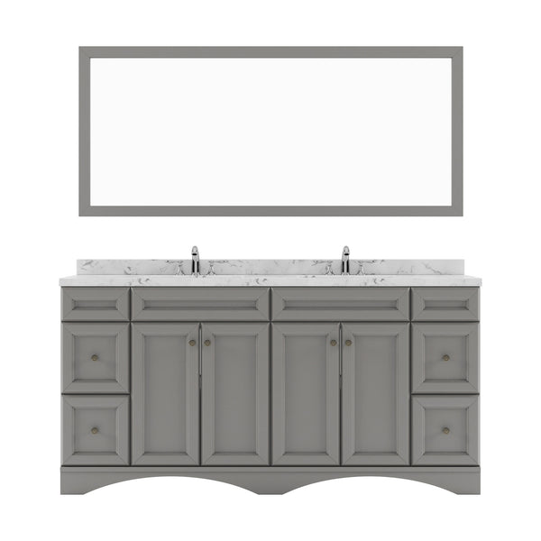 Virtu USA Talisa 72" Double Bath Vanity in White with White Quartz Top and Square Sinks with Matching Mirror - Luxe Bathroom Vanities