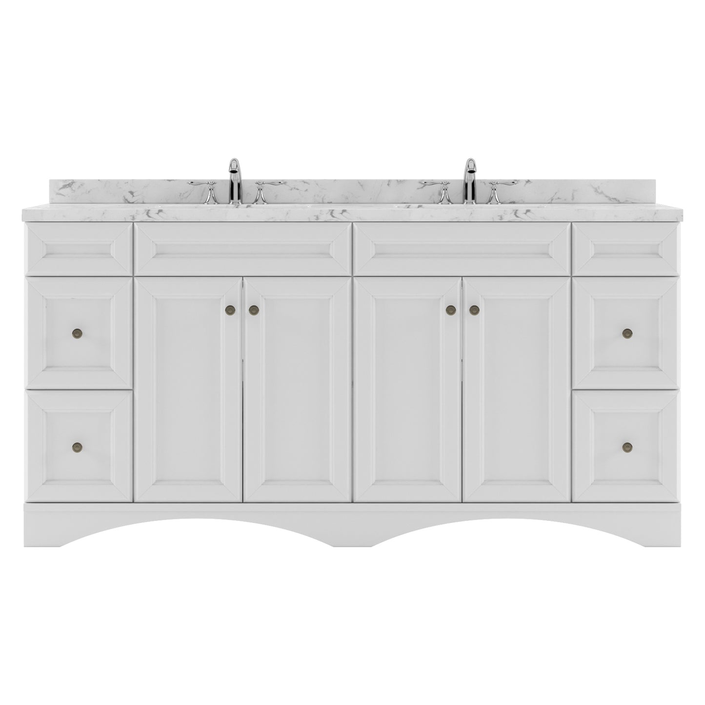 Virtu USA Talisa 72" Double Bath Vanity in White with White Quartz Top and Square Sinks with Brushed Nickel Faucets with Matching Mirror - Luxe Bathroom Vanities
