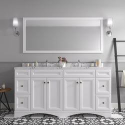 Virtu USA Talisa 72" Double Bath Vanity in White with White Quartz Top and Square Sinks with Matching Mirror - Luxe Bathroom Vanities