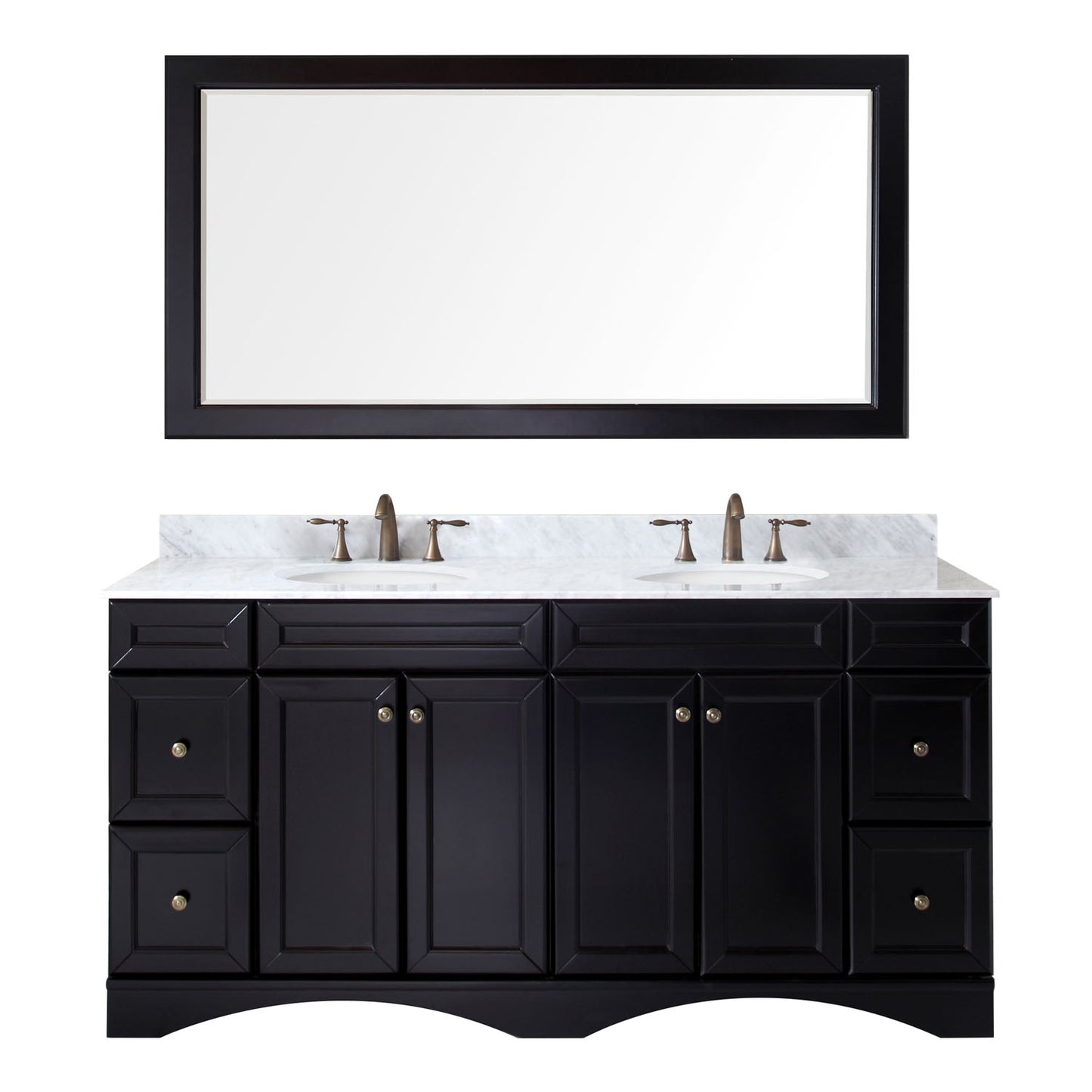 Virtu USA Talisa 72" Double Bath Vanity in Espresso with Marble Top and Round Sink with Brushed Nickel Faucet and Mirror - Luxe Bathroom Vanities Luxury Bathroom Fixtures Bathroom Furniture