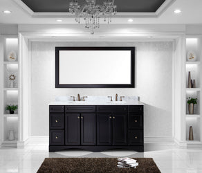 Virtu USA Talisa 72" Double Bath Vanity with Marble Top and Round Sink with Polished Chrome Faucet and Mirror - Luxe Bathroom Vanities