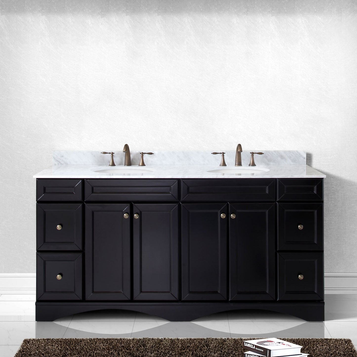 Virtu USA Talisa 72" Double Bath Vanity with Marble Top and Round Sink with Brushed Nickel Faucet - Luxe Bathroom Vanities