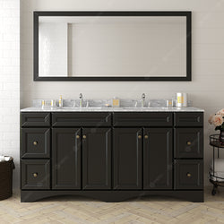 Virtu USA Talisa 72" Double Bath Vanity with Marble Top and Round Sink with Polished Chrome Faucet and Mirror - Luxe Bathroom Vanities