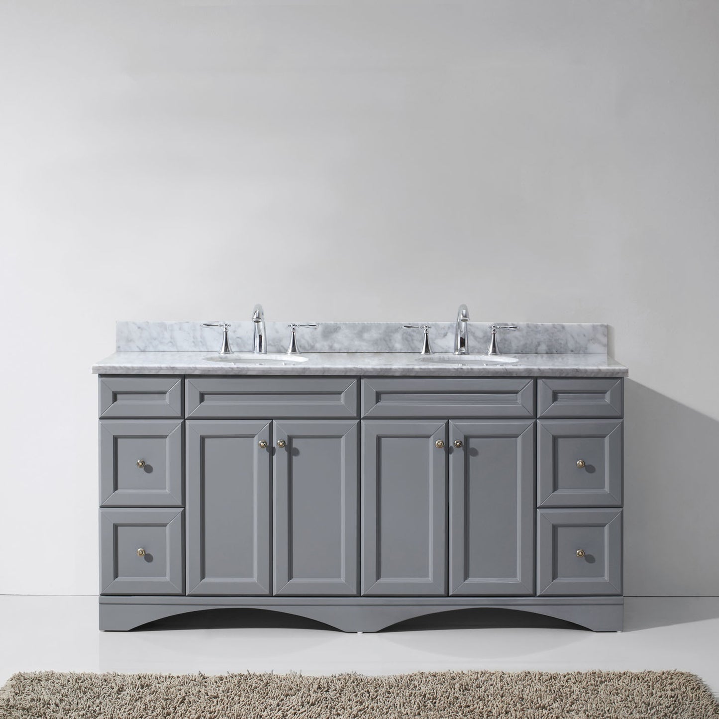 Virtu USA Talisa 72" Double Bath Vanity with Marble Top and Round Sink with Polished Chrome Faucet - Luxe Bathroom Vanities