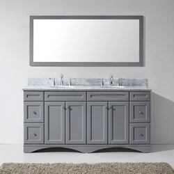 Virtu USA Talisa 72" Double Bath Vanity with Marble Top and Round Sink with Brushed Nickel Faucet and Mirror - Luxe Bathroom Vanities