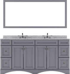 Virtu USA Talisa 72" Double Bath Vanity with Marble Top and Round Sink with Mirror - Luxe Bathroom Vanities