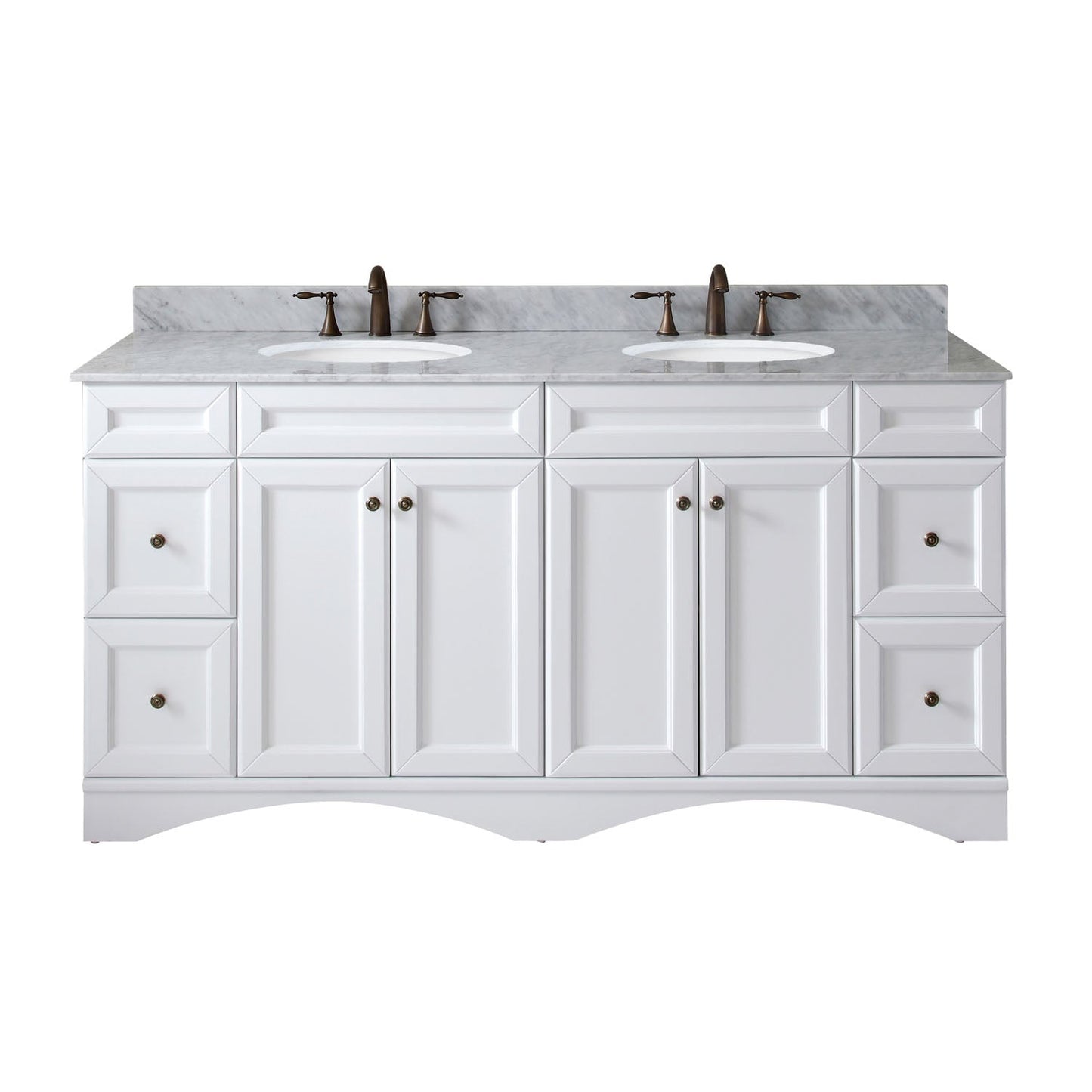 Virtu USA Talisa 72" Double Bath Vanity with Marble Top and Round Sink with Brushed Nickel Faucet - Luxe Bathroom Vanities