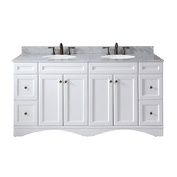 Virtu USA Talisa 72" Double Bath Vanity in White with Marble Top and Round Sink with Polished Chrome Faucet - Luxe Bathroom Vanities Luxury Bathroom Fixtures Bathroom Furniture