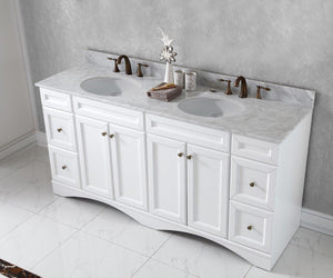 Virtu USA Talisa 72" Double Bath Vanity with Marble Top and Round Sink with Polished Chrome Faucet - Luxe Bathroom Vanities